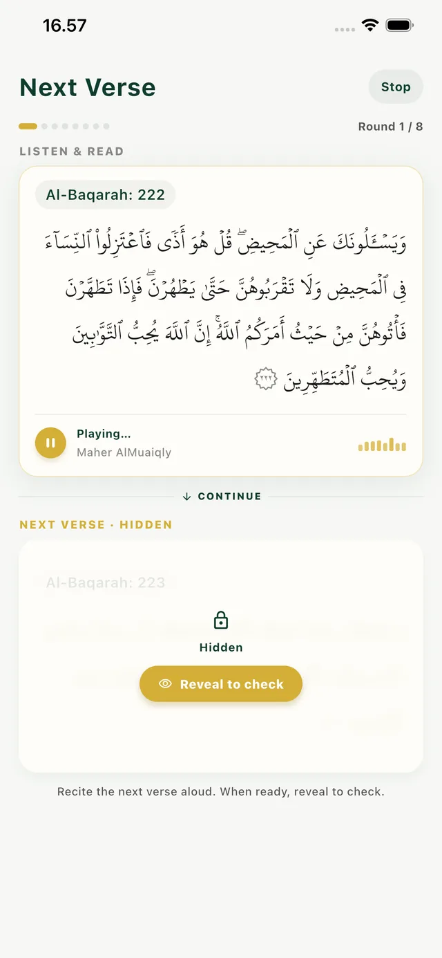 Next Verse practice session